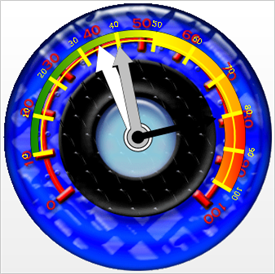 Shows an example of a Gauge that is created using the chart to demonstrate its Layers Framework.