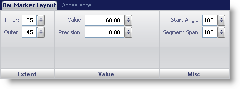 Bar Marker layout panel for radial gauge.