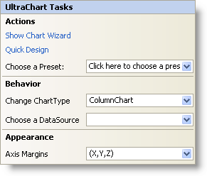 The Smart Tag that displays for chart in Visual Studio design surface.