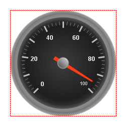 Radial gauge that's using settings shown in above screen shot of dial layout panel.