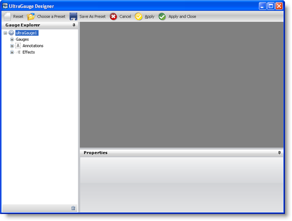 The gauge designer that appears when you place the UltraGauge on a form.