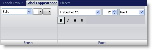 Labels appearance tab from gauge designer.