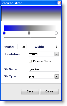 The gradient editor dialog box