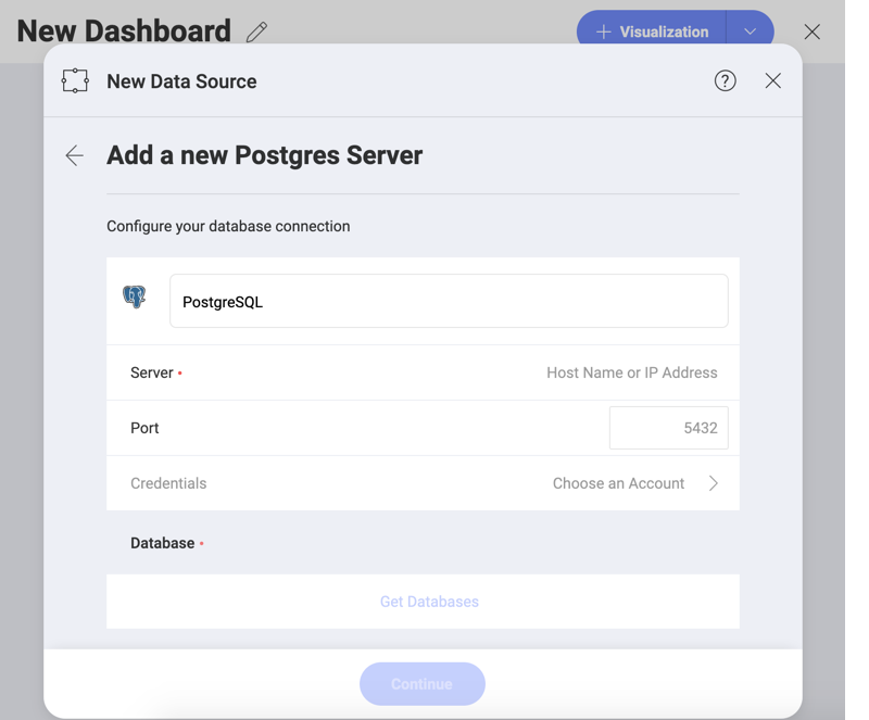 Enter PostgreSQL Server Details dialog