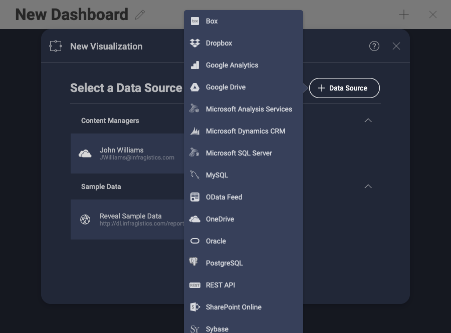 Creating a New Data Source in Dark Theme