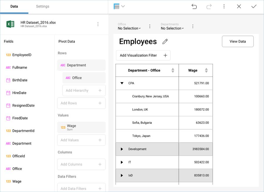 Reveal Ad-hoc Hierarchies table