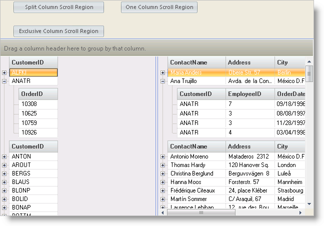 working with column scroll regions in ultragrid