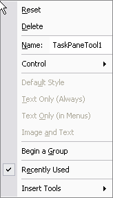 ultratoolbarsmanager taskpanetool's context menu.