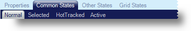 An example of the Properties Pane tabbed interface populated with the available states for a particular UI Role.