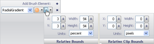 WinGauge's appearance tab relative bounds editor drop-down arrow.