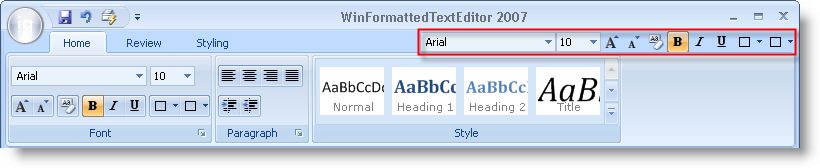 new tab item toolbar for the ribbon