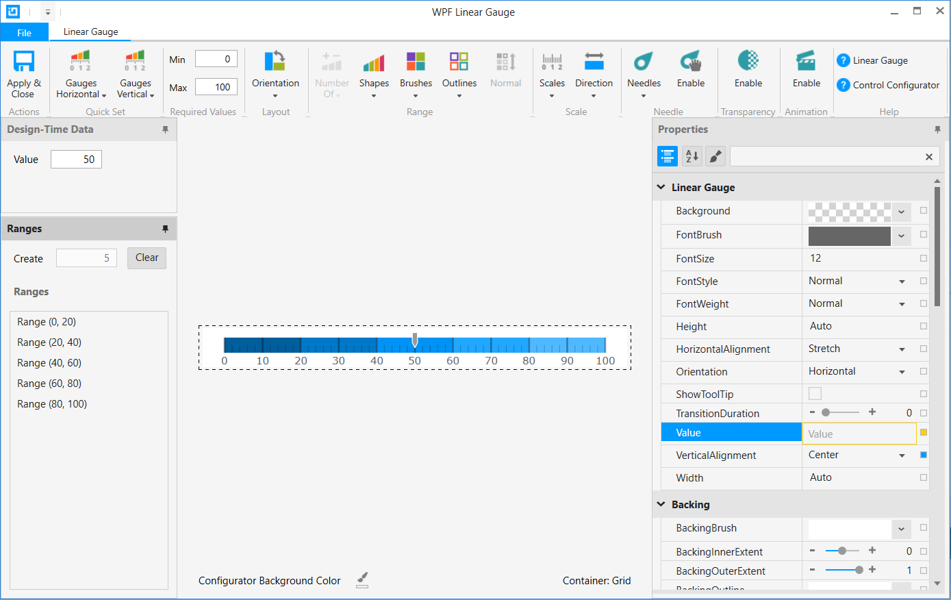 XamLinearGauge Configurator