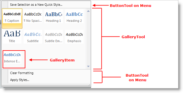 example of gallerytools and menu tools on xamribbon