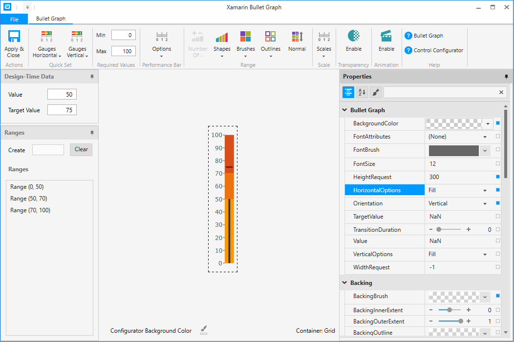 XamBulletGraph Configurator